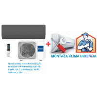 Klima uređaj Haier FLEXIS PLUS AS35S2SF1FA-BH/1U35S2SM1FA, 3,5kW, UV C sterilizacija, WI-FI, Inverter, crna SA MONTAŽOM